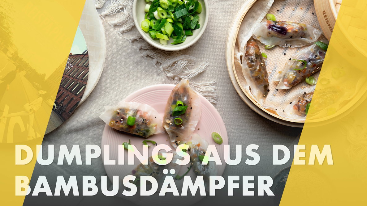 Dumplings aus dem Bambusdämpfer (mit Reispapier & Gemüsefüllung)
